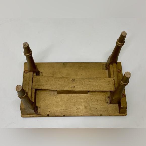 Vintage Artisan Hand Crafted Gold Painted Folding Wooden Stool - Picture 5 of 16